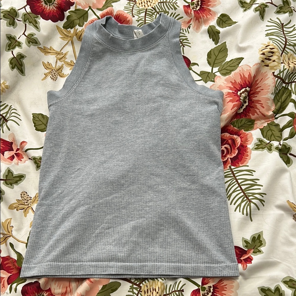 Gray Sleeveless Ribbed Top